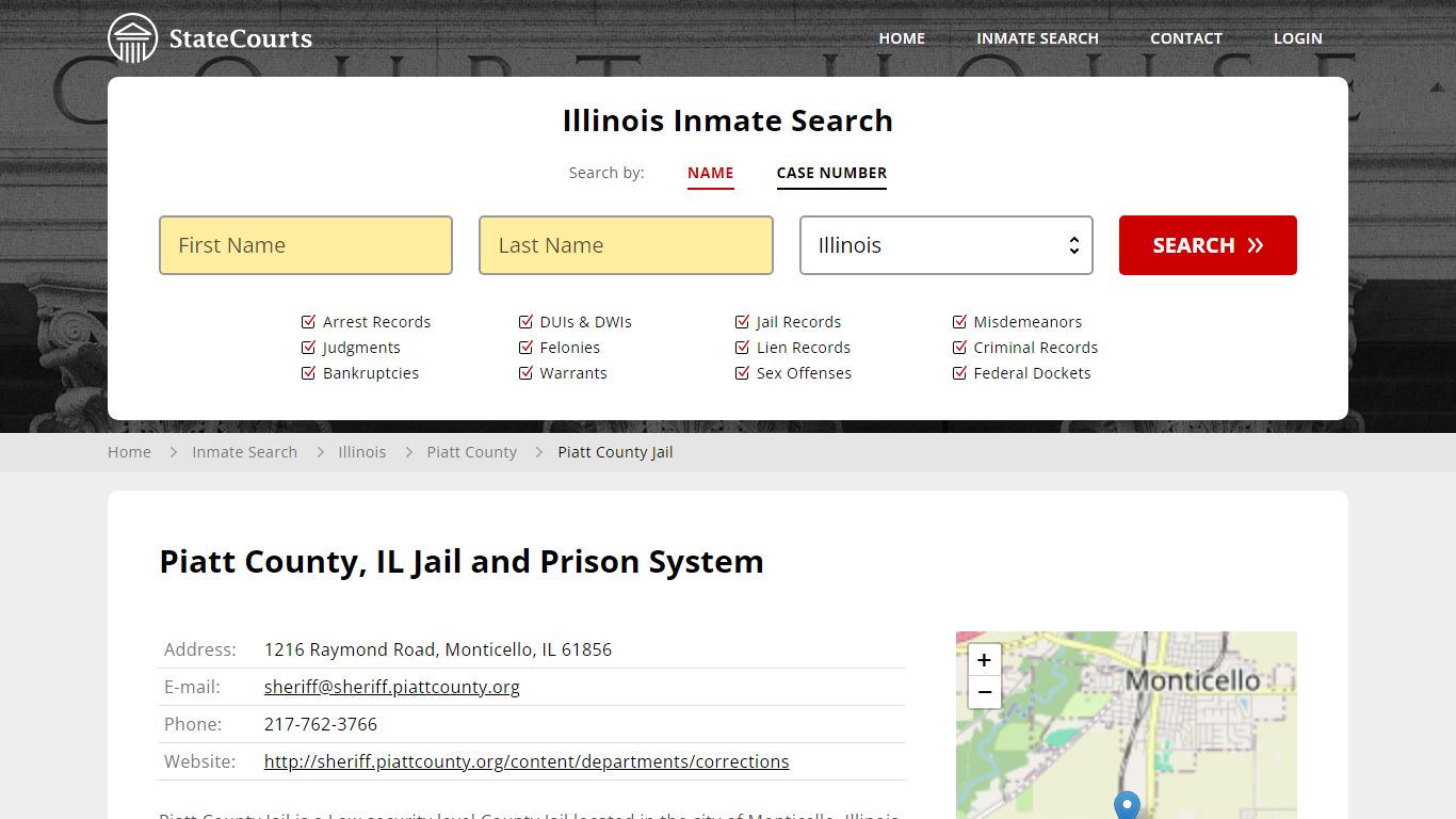 Piatt County Jail Inmate Records Search, Illinois - StateCourts